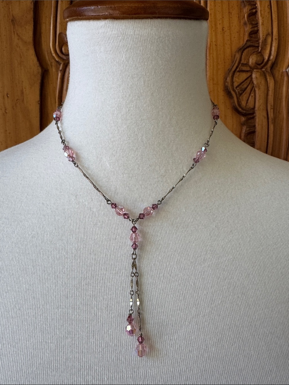Shelly Renee Delicate Pink Swarovski Crystal Y-Necklace and matching earrings